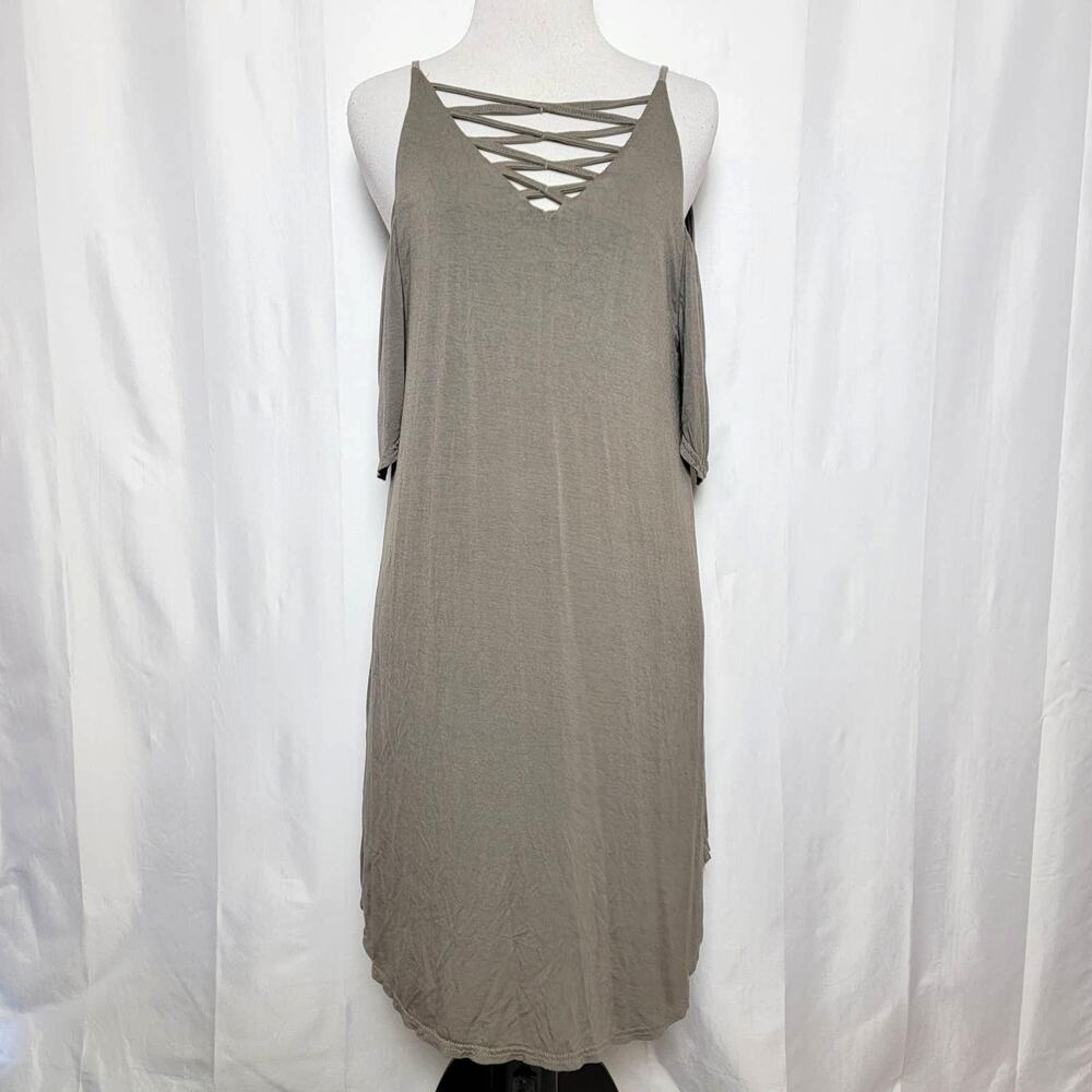 Umgee Open Shoulder Green Dress SZ Medium